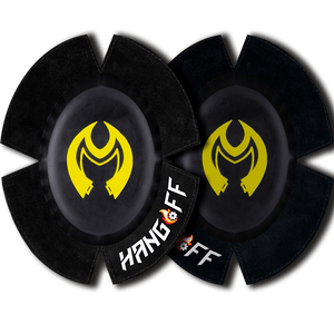 Motorrad-Knieschleifer/Kneeslider aus Kunststoff mit Metallstiften aus Ferrocerium und Titan für Funkenflug (sparks), Modell 'Custom', Text/Design nach deiner Wahl. Hergestellt in der Schweiz (Made in Switzerland) von Hang Off